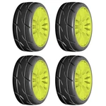 Grp Gty03-xm4 1:8 Gt T03 Revo Xm4 Soft Medium Tires W/20 Spoked Yellow Wheel (4). Fixed Price $39.99.